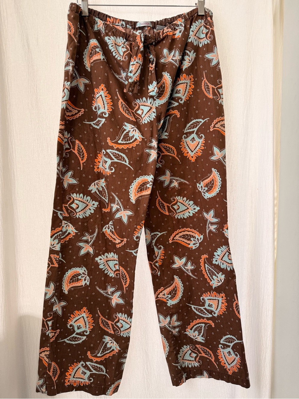 PJ Salvage, Paisley Print 100% Cotton Drawstring Pant, sz XL
